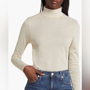Madewell Sheer Mockneck Tee in Heather Oatmeal